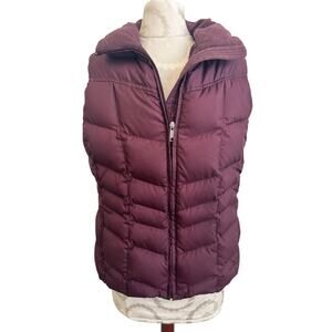 Lands' End Full Zip Solid Purple Down Puffer Vest Medium